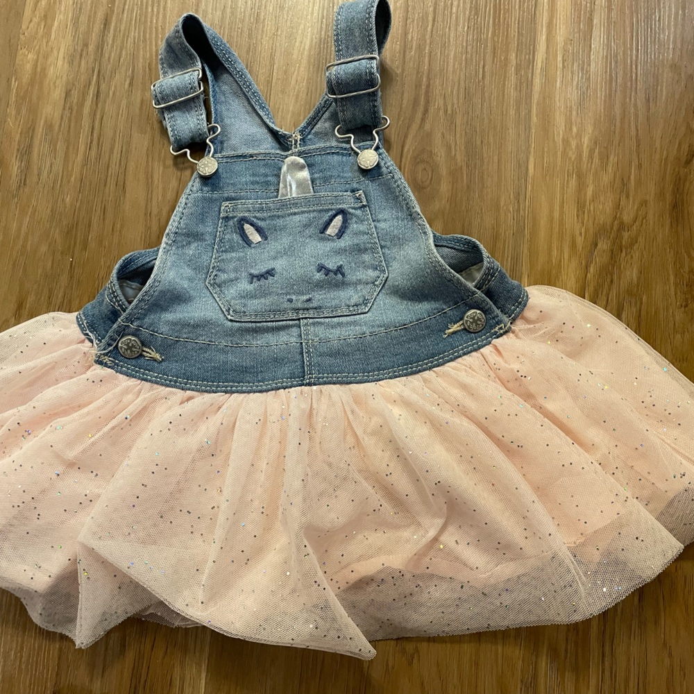OshKosh unicorn Jean Bibs skirt